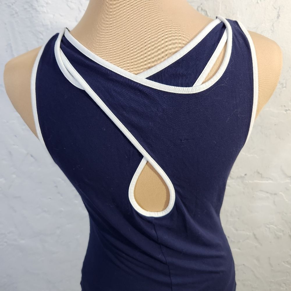 5x$25 Banana Republic blue white contrast stretchy minimalistic tank XS - Picture 4 of 9